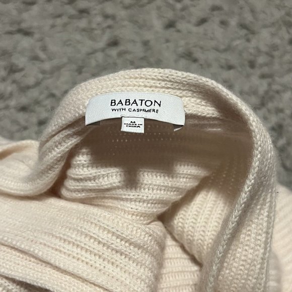 Babaton Aritzia Ivory Wool Cashmere Boxy Knit Sweater Womens sz M Dolman Sleeve - Picture 3 of 4